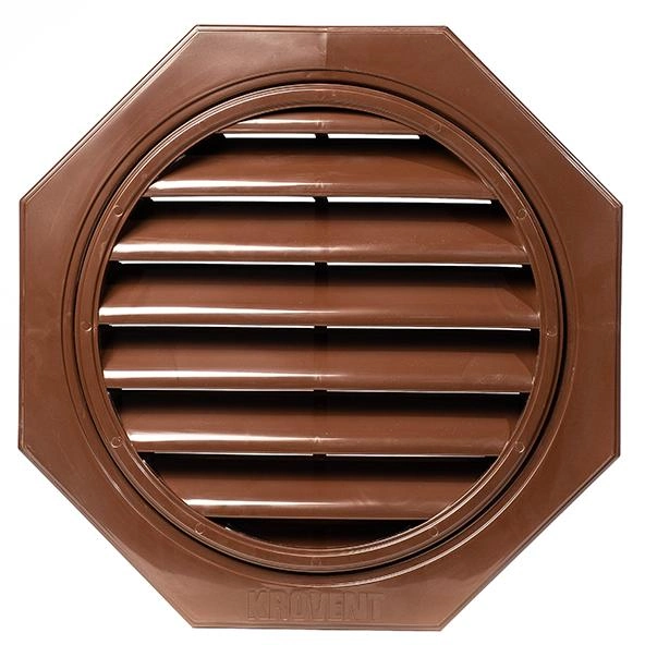 Вентиляционная решетка для фасада КROVENT восьмиугольная 550/550мм коричневая